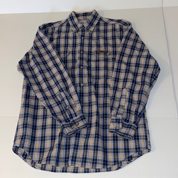 Carhartt Other - Carhartt Men’s Medium Plaid Blue Brown White Button Down Long Sleeve Shirt